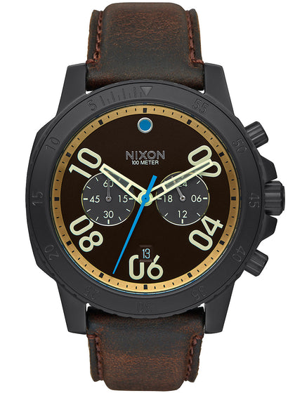 NIXON A940-2209 Ranger Chrono Leather Silver Saddle 44mm 10ATM