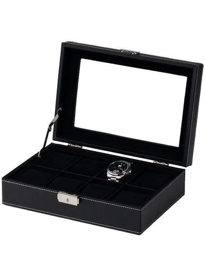 Rothschild watch box RS-3361-8BL for 8 watches black