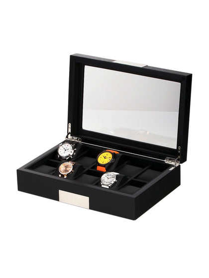 Rothschild watch box RS-2350-10BL for 10 watches black